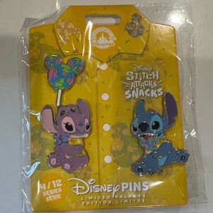 Disney Stitch Attacks Snacks 4/12 limited release 3 pins set brand new